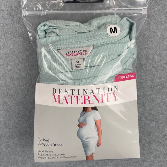 L3022 Destination Maternity Women's Ruched Bodycon Dress Size Medium - Picture 3 of 6